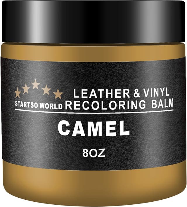 Detalle de STARTSO WORLD Leather Recoloring Balm 200ml for camel leather repair and colour restoration