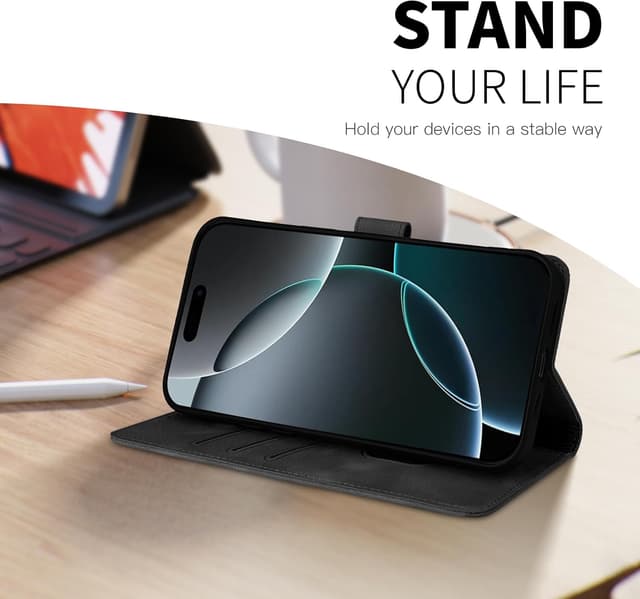 Detalle de Rostsant Handyhülle für iPhone 17 Pro Max 6,9 Zoll Löwenzahn – PU-Leder Flip Case mit Kartenfächern, magnetischem Verschluss und Standfunktion