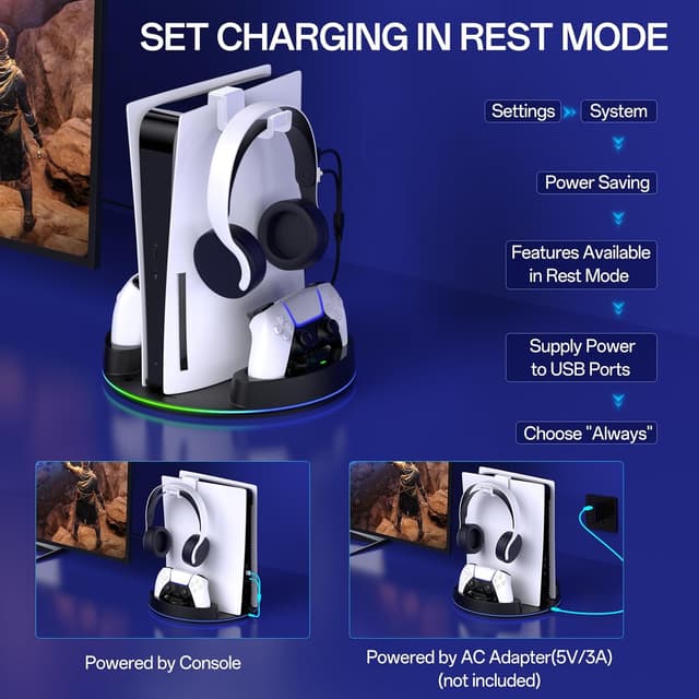 Thumbnail 6 de NEWDERY PS5 Ständer 9 Modi