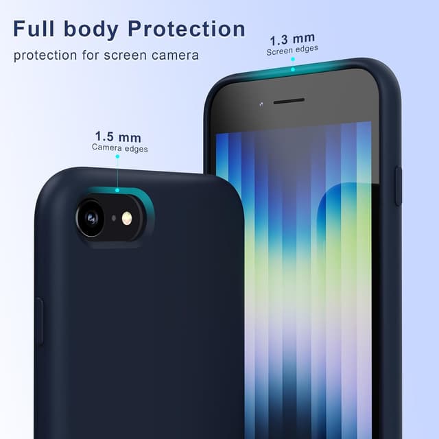 Detalle 2 de TAXXOE Liquid Silicone Case for iPhone SE (2020/2022) and iPhone 7/8 – Soft-touch, shock and dust protection, Dark Blue