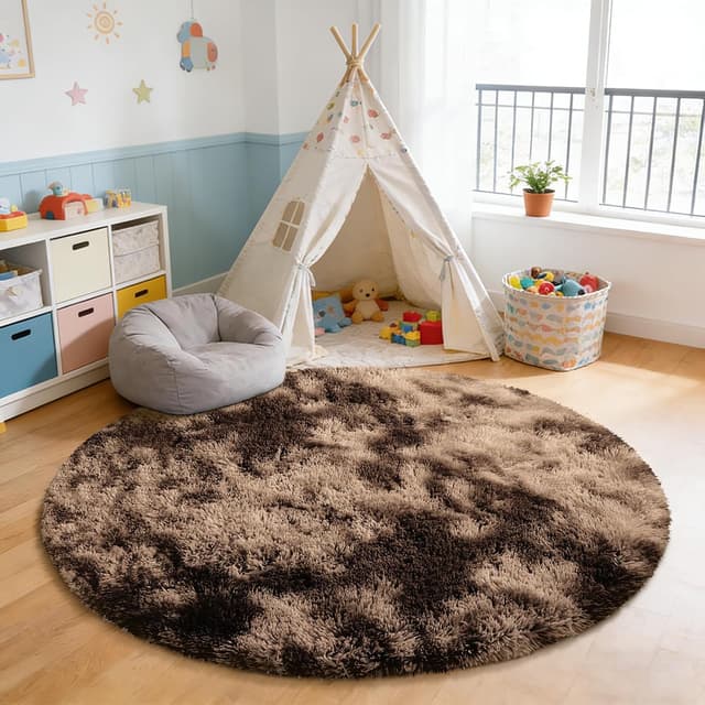 Thumbnail 5 de Tie-Dyed Coffee 6x9 Fluffy Area Rug