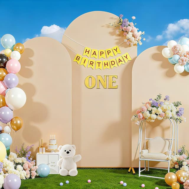 Detalle de Copertura per arco nuziale per sfondo e telaio ad arco (Beige, 6–6.6–7.2FT)