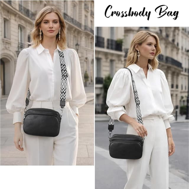 Detalle 2 de TANTOMI Vegan Leather Crossbody Bag for Women – small anti-theft style with adjustable strap