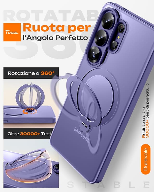 Detalle 2 de TOCOL Cover magnetica con supporto per Samsung Galaxy S26 Ultra 6,9” compatibile MagSafe, viola