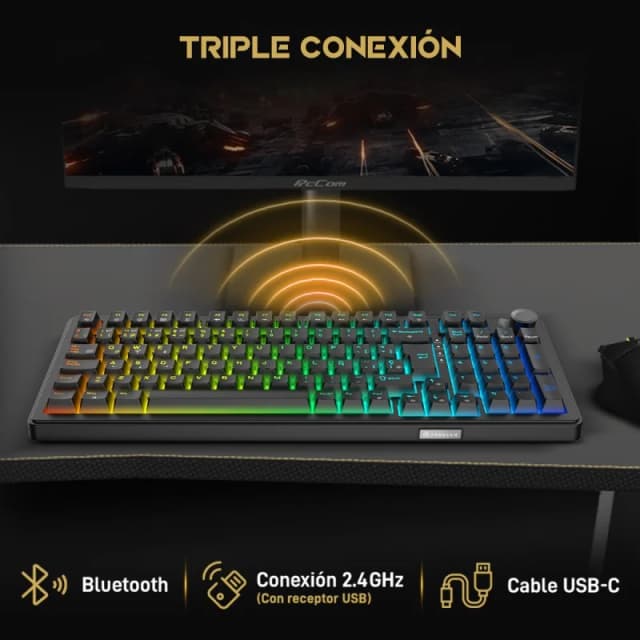 Detalle de Forgeon Meteor Teclado Gaming Wireless RGB 98% ⌨