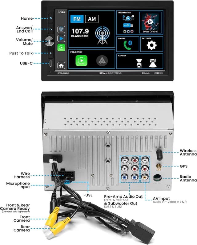 Detalle 2 de BOSS BV9358B 7 Inch Double Din Car Stereo