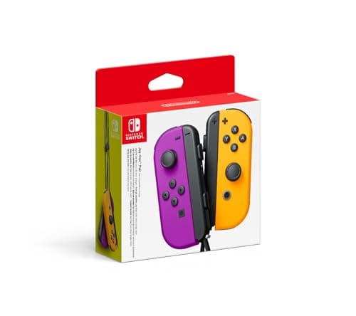 Detalle de Set Nintendo Joy-Con morado neón y naranja neón para Nintendo Switch con correas