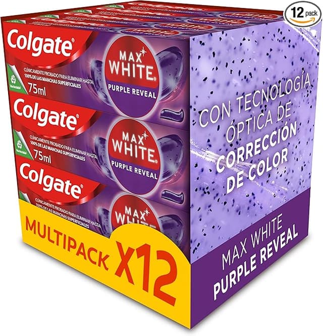 Imagen de Colgate Max White Purple Reveal Pasta Blanqueadora, 12 uds 🦷 en OfertitasTOP