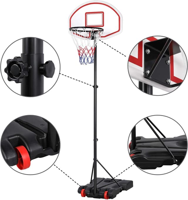 Detalle de Yaheetech freestanding adjustable basketball hoop (1.59m–2.14m) for outdoor or indoor play