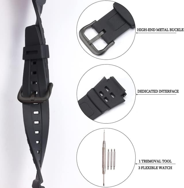 Detalle de XBDSW Resin-Armband aus Silikon für Casio Uhren (kompatibel mit 18 mm Bandanstoß)