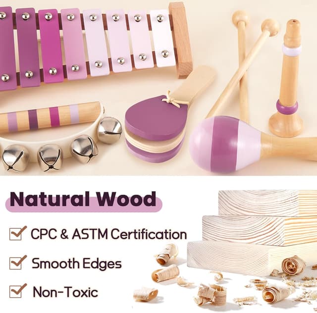 Detalle 2 de Kids wooden music set xylophone 8 keys