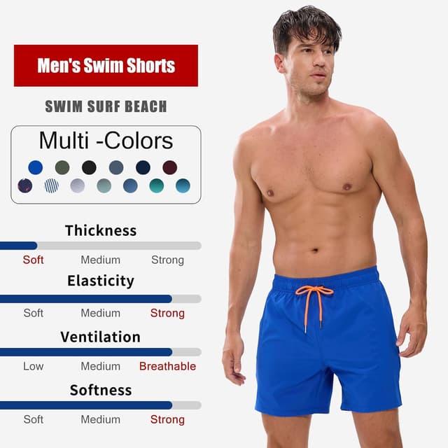 Detalle de Aisprts Costume da Uomo 2 in 1 per il mare con fodera a compressione e pantaloncini idrorepellenti