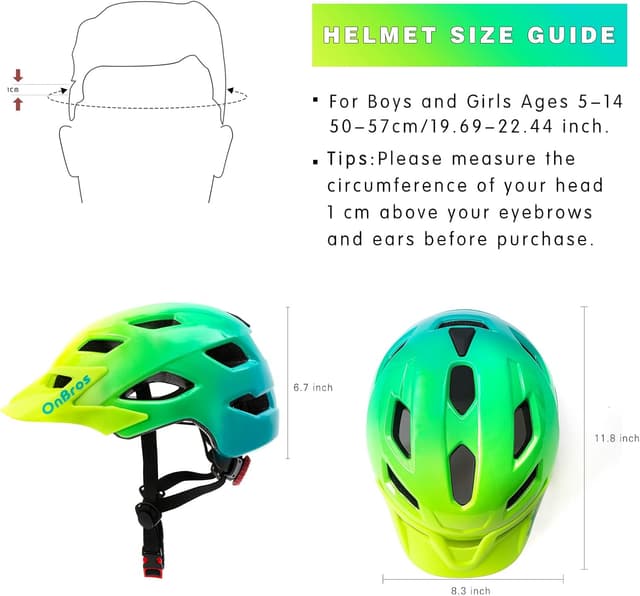 Detalle de OnBros Kinder-Fahrradhelm 5–13 Jahre inkl. abnehmbarem Visier (50–57 cm)