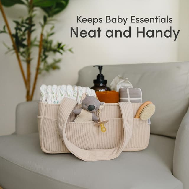 Thumbnail 6 de PUTSKA Baby Wickelkommode-Organizer „Diaper Caddy“ aus Cord in Creme (36 x 23 x 18 cm)