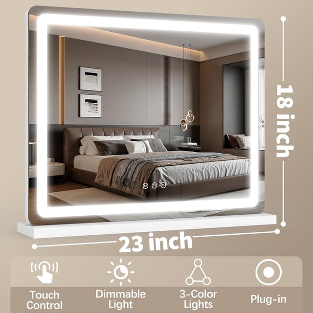 Detalle 1 de FENNIO 23" x 18" Vanity Mirror with Lights (LED) — 3 Color Modes & Adjustable Brightness