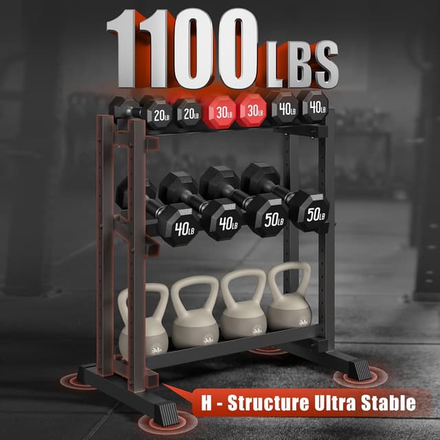 Detalle 2 de 3-Tier Dumbbell Rack 1100LB Capacity Weight Rack ๐