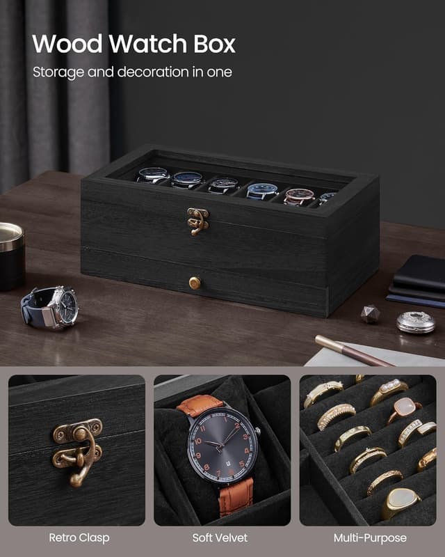 Detalle de Songmics watch box 12 slots JOW012B02