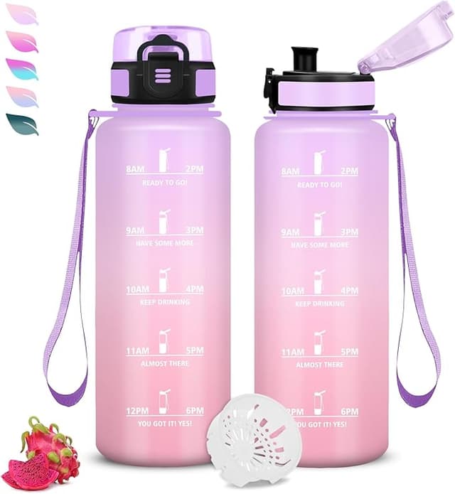 Detalle de Botella Agua 1.5L con Marca de Tiempo 🚰 Ideal para Deporte y Viajes