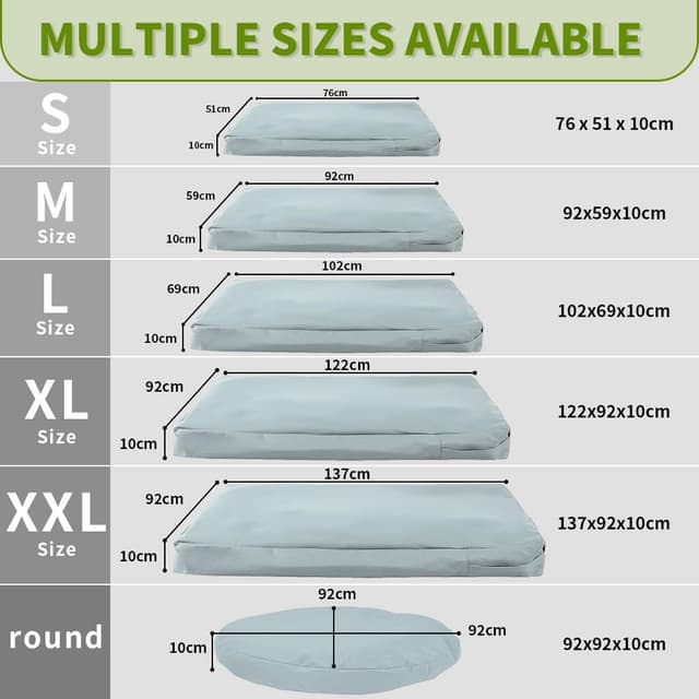 Detalle de DUJUIKE 100% Waterproof Dog Bed Cover (Grey, M 92 x 59 x 10cm) with Zipper