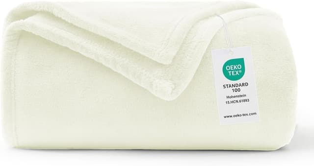 Detalle de WAVVE Kuscheldecke Flauschig – Sofadecke 150x200 cm aus Microfaser, Creme