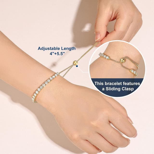 Thumbnail 3 de Moissanite Tennis Bracelet 1.79ct Adjustable Bracelet for Women