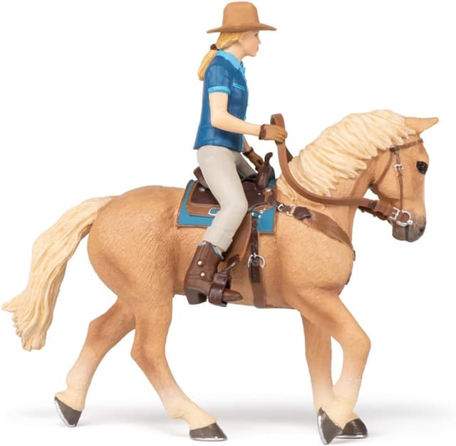 Detalle de Figurine animal Papo Cheval et Cavalier Western (Far West) – jouet enfant dès 3 ans, peinte à la main