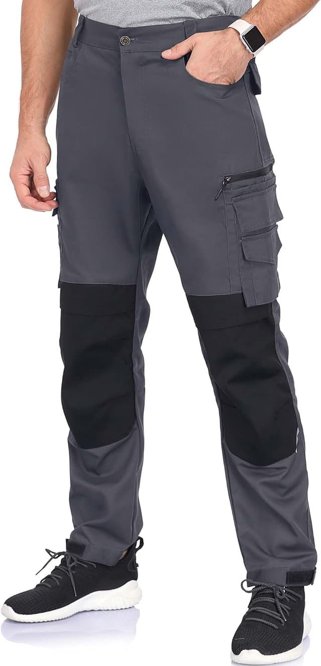 Detalle de Elainone robuste Arbeitshose für Männer mit Kniepolster-Taschen und 6 Taschen
