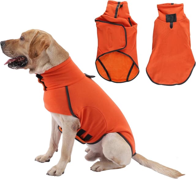 Detalle de Leberna Dog Jumper Fleece Vest Sweater (Warm & Lightweight) – Orange, M