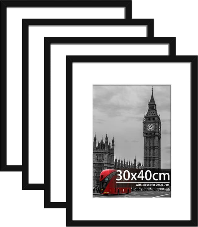 Detalle de Tinkeps 4 Pack 30x40 Black Picture Frames (engineered wood & plexiglass) with A4 mount