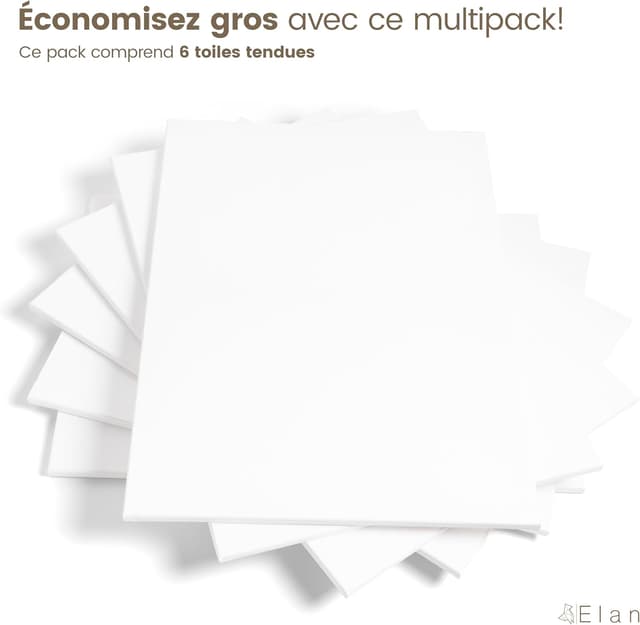 Thumbnail 3 de Elan Toile Peinture 30x30 Lot de 6 🎨