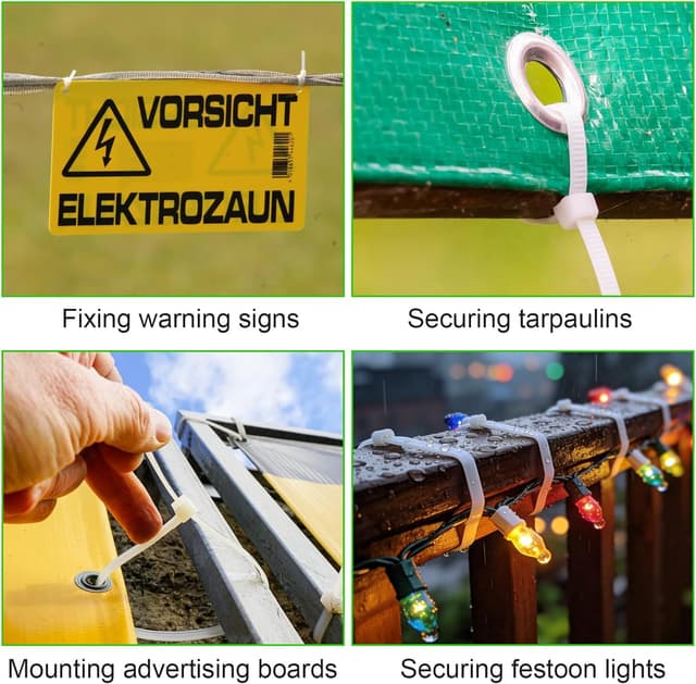 Detalle de ABSupus White Cable Ties 2000-Pack (Assorted Sizes 100/200/250/300mm) Self-Locking Zip Ties
