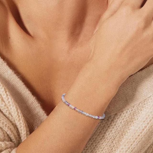 Detalle de Ruby bracciale donna in pietra naturale 4 mm con perle sfaccettate elasticizzato in lapislazzuli