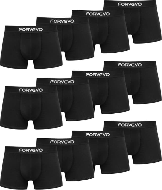 Detalle de FORVEVO 12er Pack Herren-Boxershorts aus Baumwolle (S–4XL) – atmungsaktiv, ohne juckende Etiketten