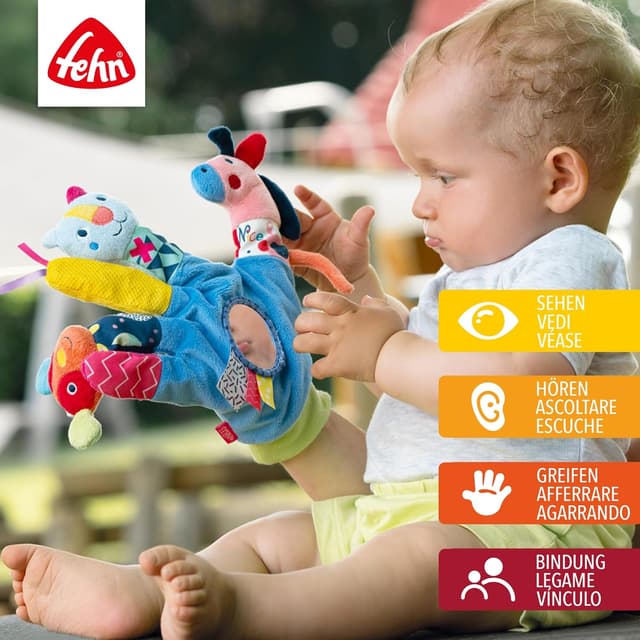 Detalle 2 de Fehn Colour Friends Guante de Juego con Marionetas Bebe 🐶🐱🦄