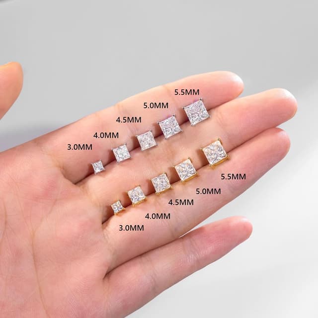 Thumbnail 6 de KRKC&CO Moissanit Ohrringe aus Silber 925 für Damen (Prinzess-Schliff, Farbe D, VVS1) – Ohrstecker vergoldet/Weißgold & schwarz plattiert