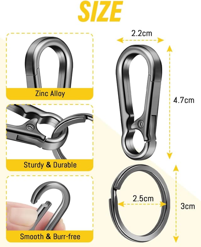 Detalle 2 de Caianwin 3 pièces mousqueton 4,7 cm 🗝