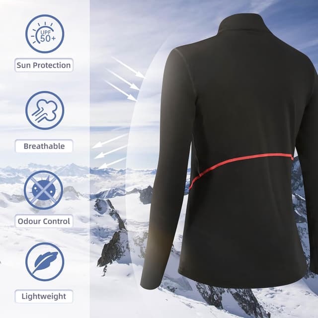 Detalle de TERODACO Women’s Half Zip Thermal Base Layer with Micro Fleece