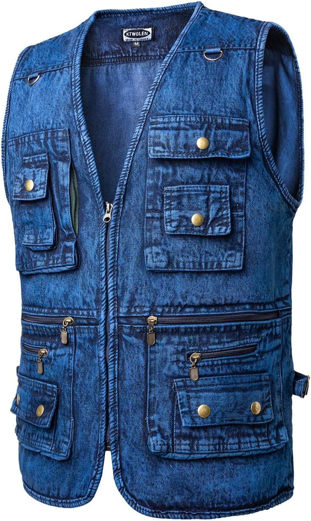 Thumbnail 1 de KTWOLEN Herren Retro Jeans Weste Motorrad