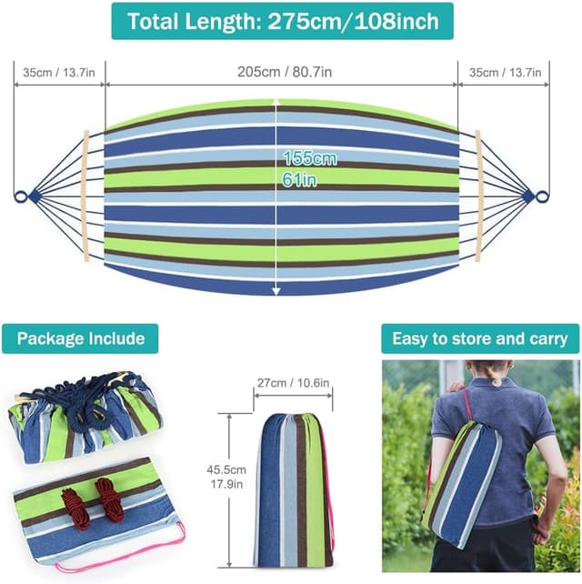 Detalle de MOSFiATA Hammocks Portable Camping Hammock (Light Green) with anti-roll balance bars and tree straps