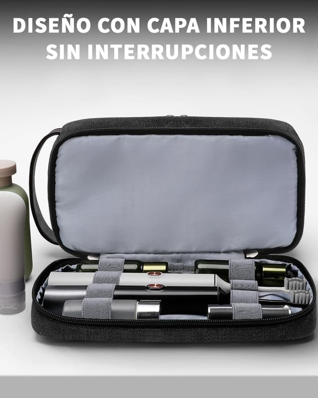 Detalle de ZOMFELT Borsa da Beauty Case Uomo doppio strato in tela idrorepellente, organizer appendibile Nero