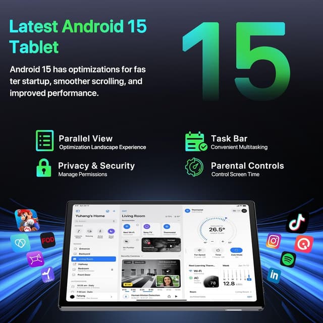 Detalle 2 de Android 15 10.1-inch Tablet (Grey) — 5G/ WiFi 6, 16GB+64GB, 6000mAh, Widevine L1