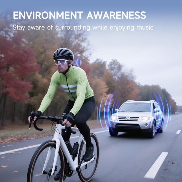 Detalle 2 de Acjohtin Open Ear Bone Conduction Bluetooth 6.1 Headphones (IPX6, Black)