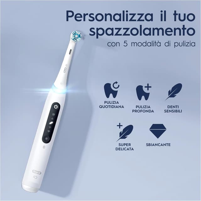 Detalle de Oral-B spazzolino elettrico ricaricabile iO 5N con sensore di pressione, 5 modalità di spazzolamento e custodia da viaggio
