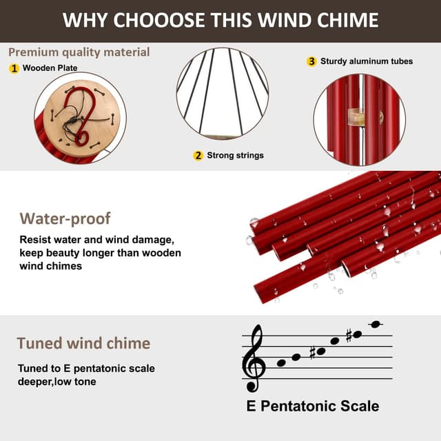 Thumbnail 3 de ASTARIN Windchimes 30-inch Memorial 🎐