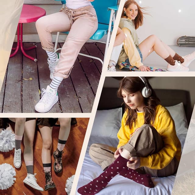 Thumbnail 6 de Falechay 10 Paar Damen Sportsocken (39–42 & 35–38), Baumwolle mit Punkten/Streifen