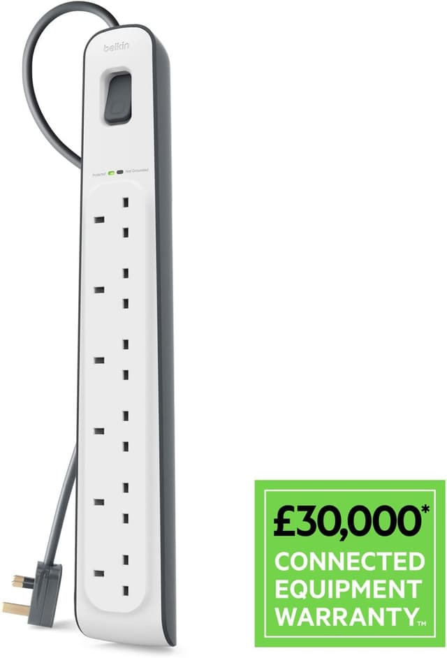 Thumbnail 2 de Belkin 6 Way Surge Protection Lead 2m