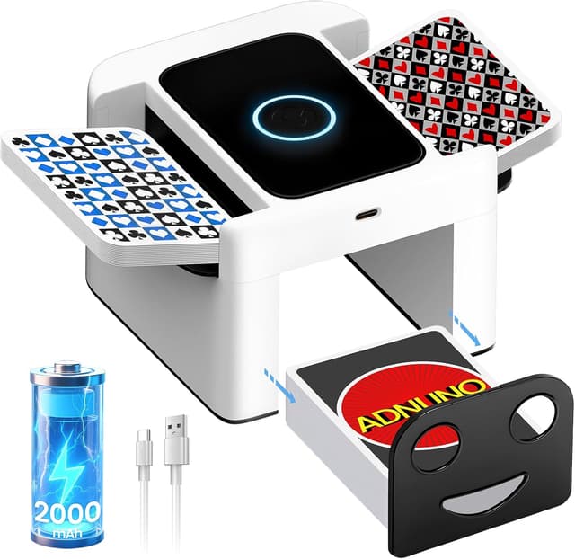 Detalle de Gaeymy Kartenmischmaschine UNO – elektrischer automatischer Kartenmischer mit Akku (2000 mAh) und USB‑C