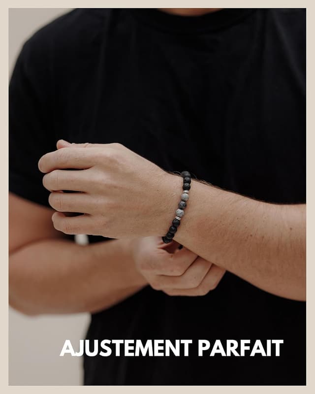 Detalle de Bracelet GD GOOD.designs EST. 2015 perles de chakra en pierre de lave pour hommes et unisex