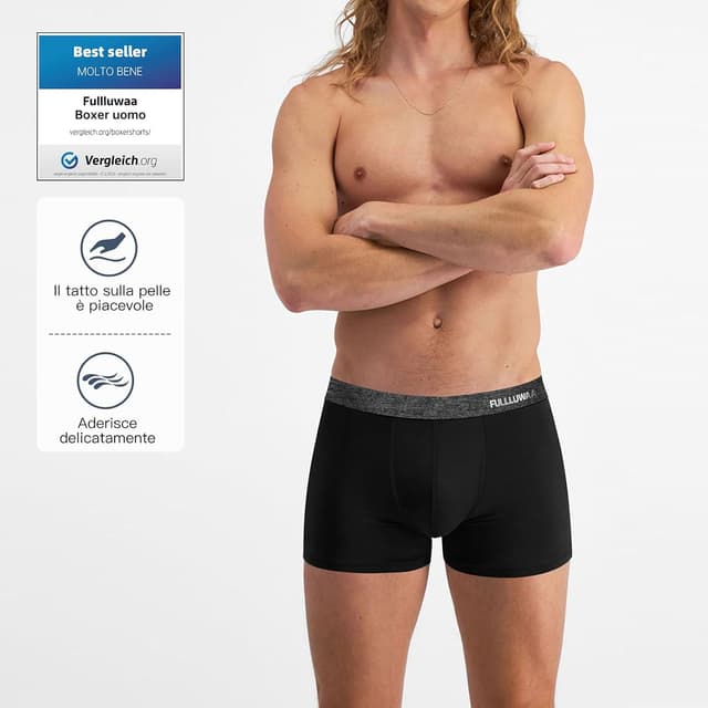Detalle de Fullluwaa Boxer Uomo 10 Pezzi in cotone 95% con elastico, taglie M-4XL