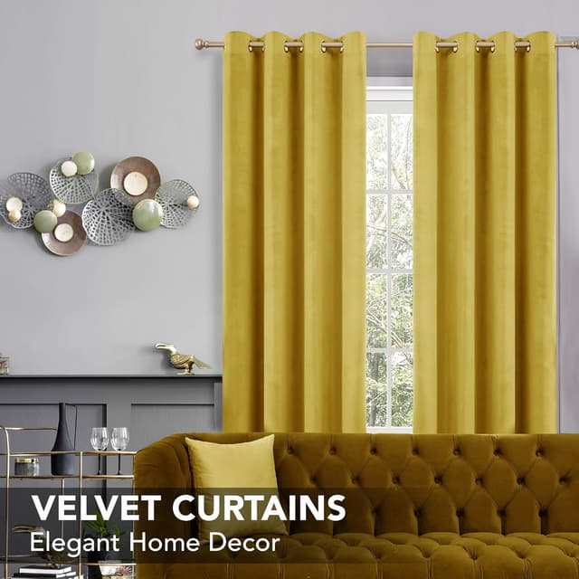 Thumbnail 2 de Deconovo Cortinas Opacas Térmicas Amarillo 140x180cm 🪟